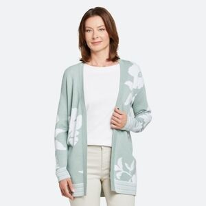 BONITA Women's Mint Green Floral Cardigan Size S